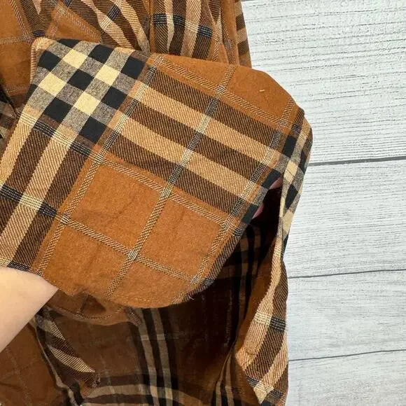Flawless Plus Size Tan Plaid Button Up Flannel Top Size Large - Picture 6 of 8